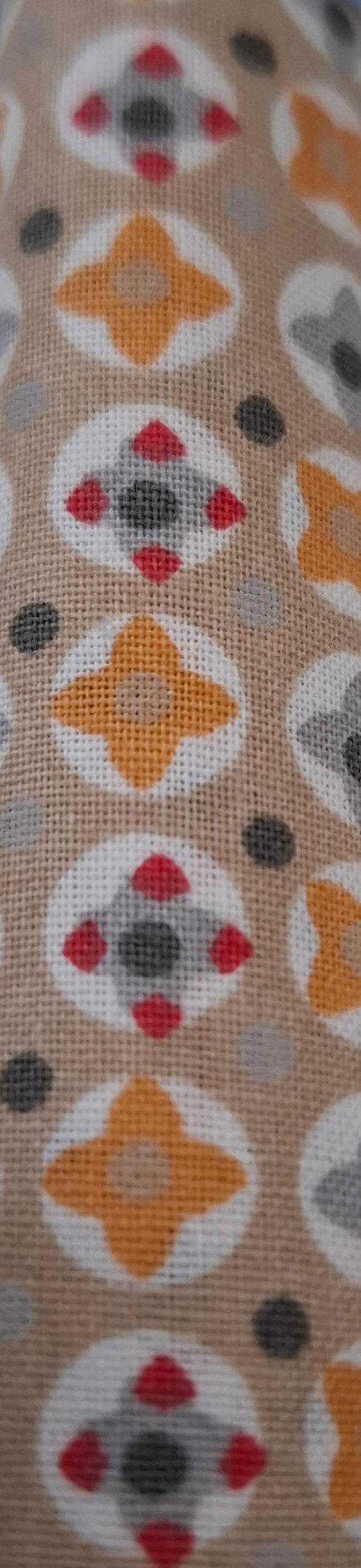 Tessuto beige fantasia arancione e grigio