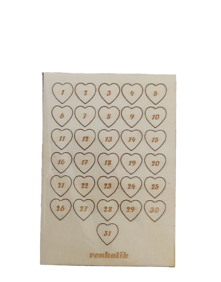 Calendario in legno cuori