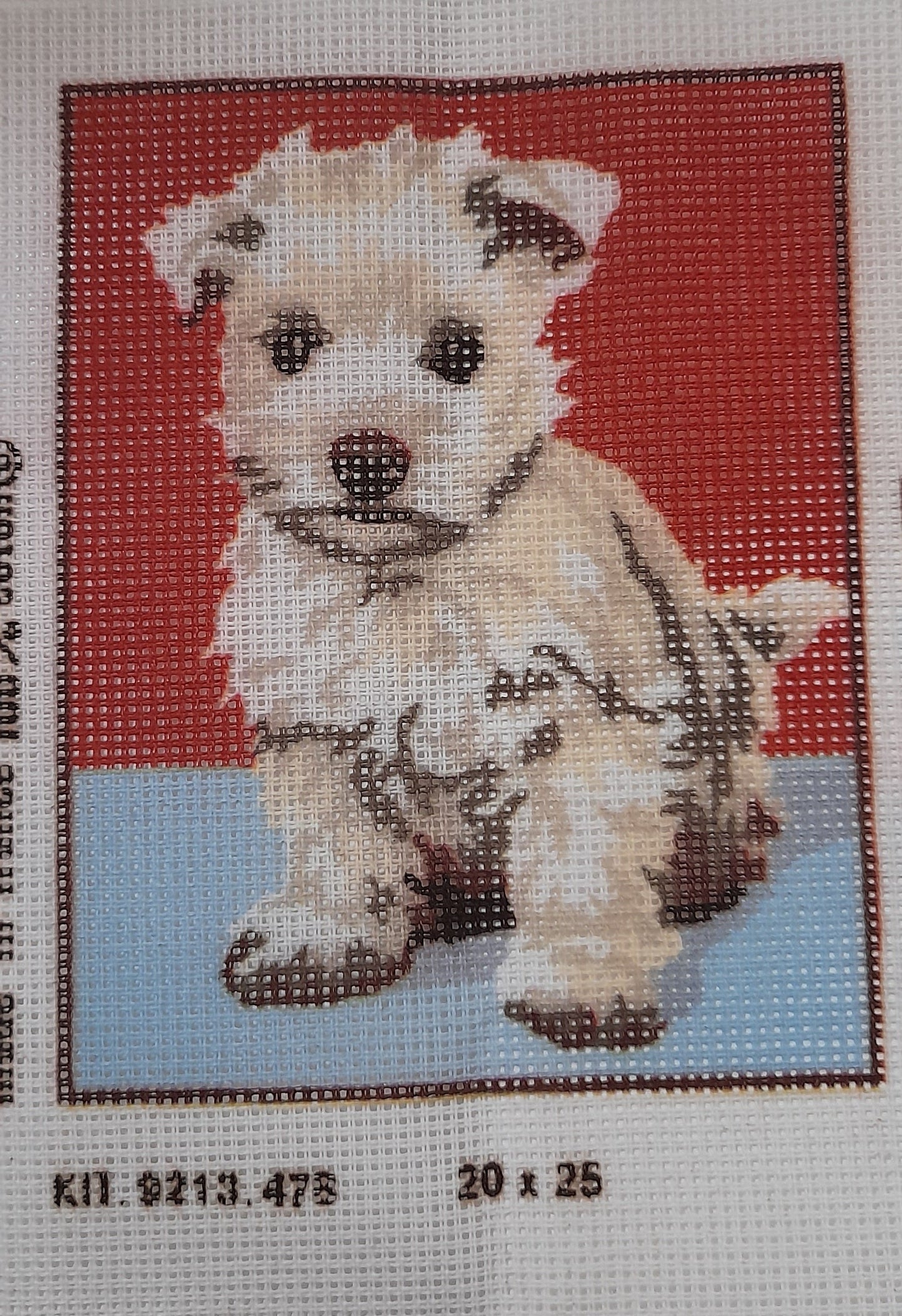 Tela cane bianco da ricamare mezzo punto