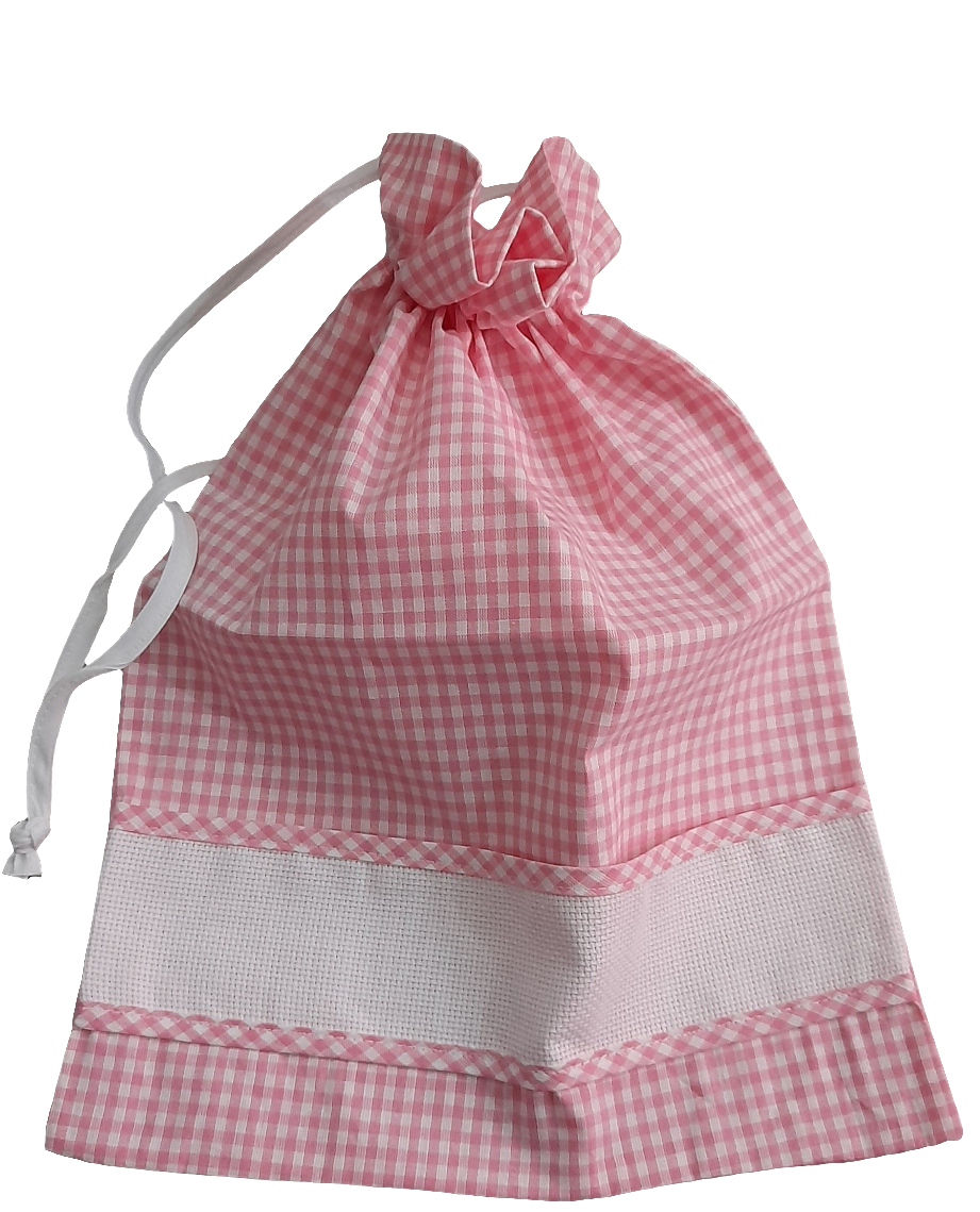 Sacca asilo da ricamare rosa