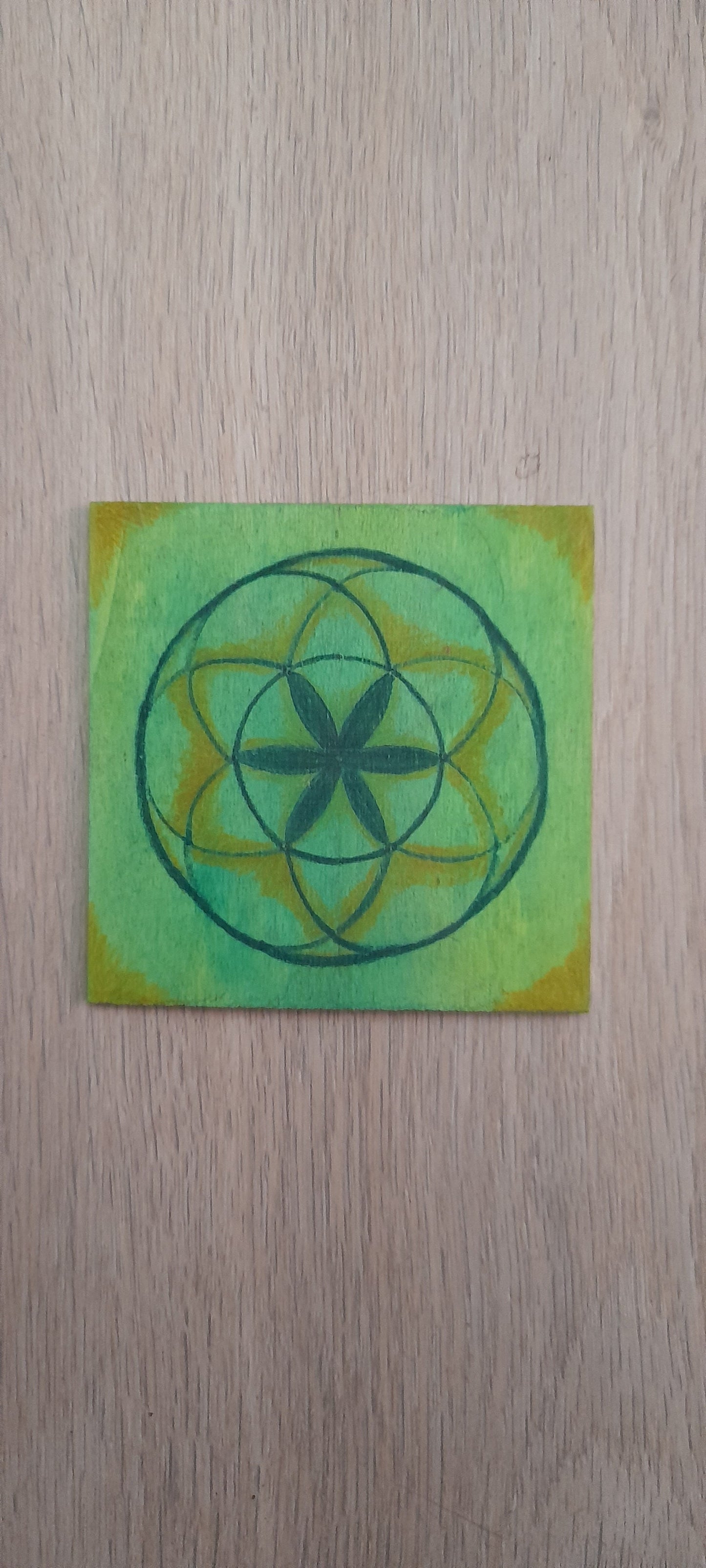 Sotto bicchieri in legno dipinti a mano - Fiore della vita