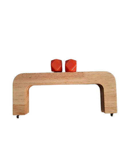 Chiusura per borse legno con perla prisma arancio