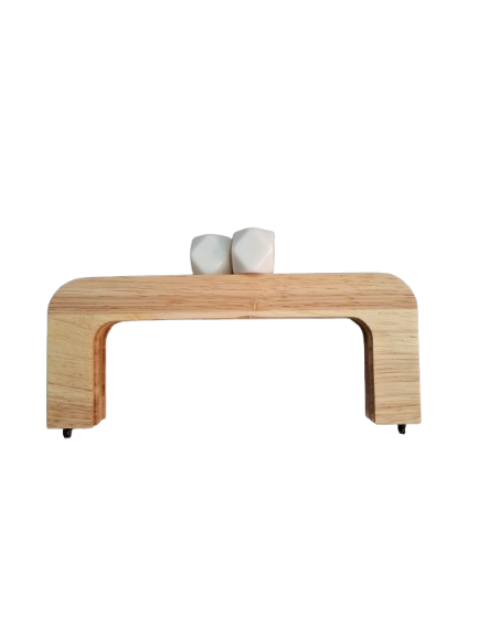 Chiusura per borse legno con perla prisma bianco