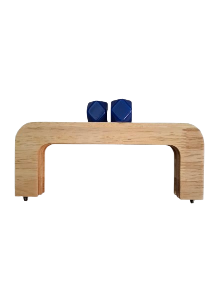Chiusura per borse legno con perla prisma blu