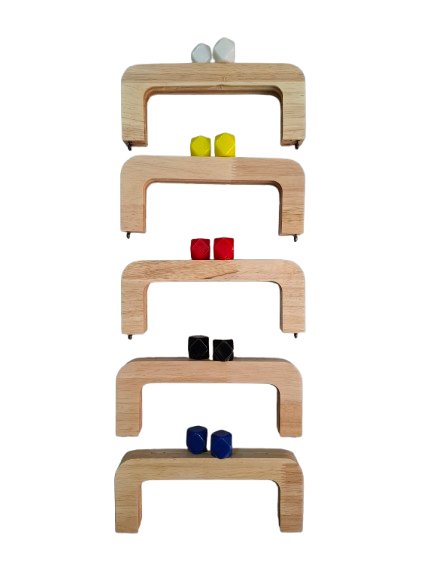 Chiusura per borse legno con perla prisma colorata