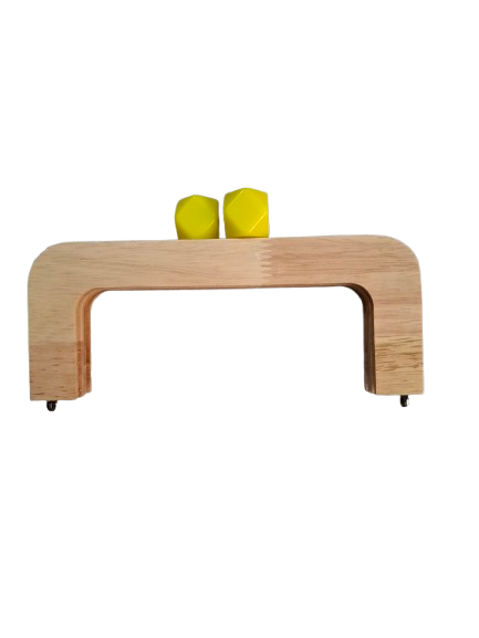 Chiusura per borse legno con perla prisma giallo