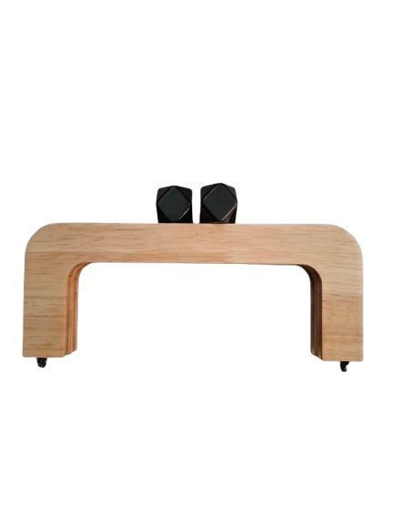Chiusura per borse legno con perla prisma nero