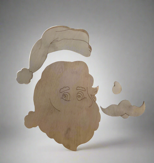 Faccia babbo natale in legno 